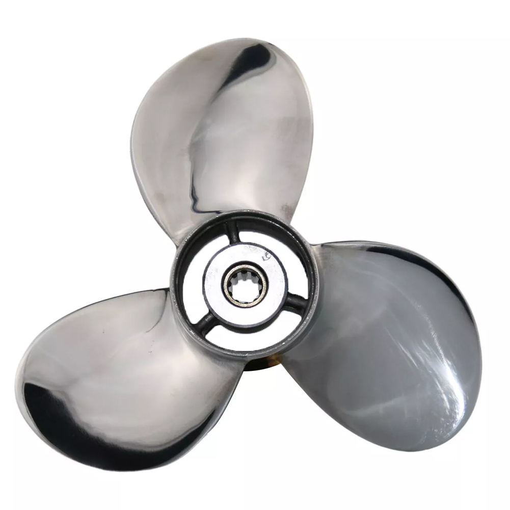 9 1/4x9 Stainless Steel Outboard Boat Propeller fit Johnson Evinrude Cupped Prop Engines 8-15HP,10-Spline - Image 2
